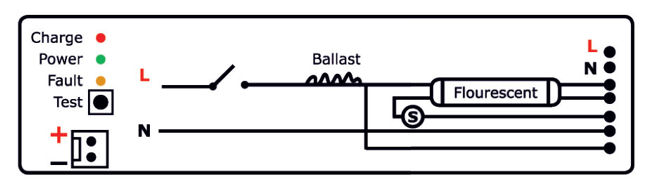 Схема подключения ПРА к блоку аварийного питания БАП 1.0 Pelastus