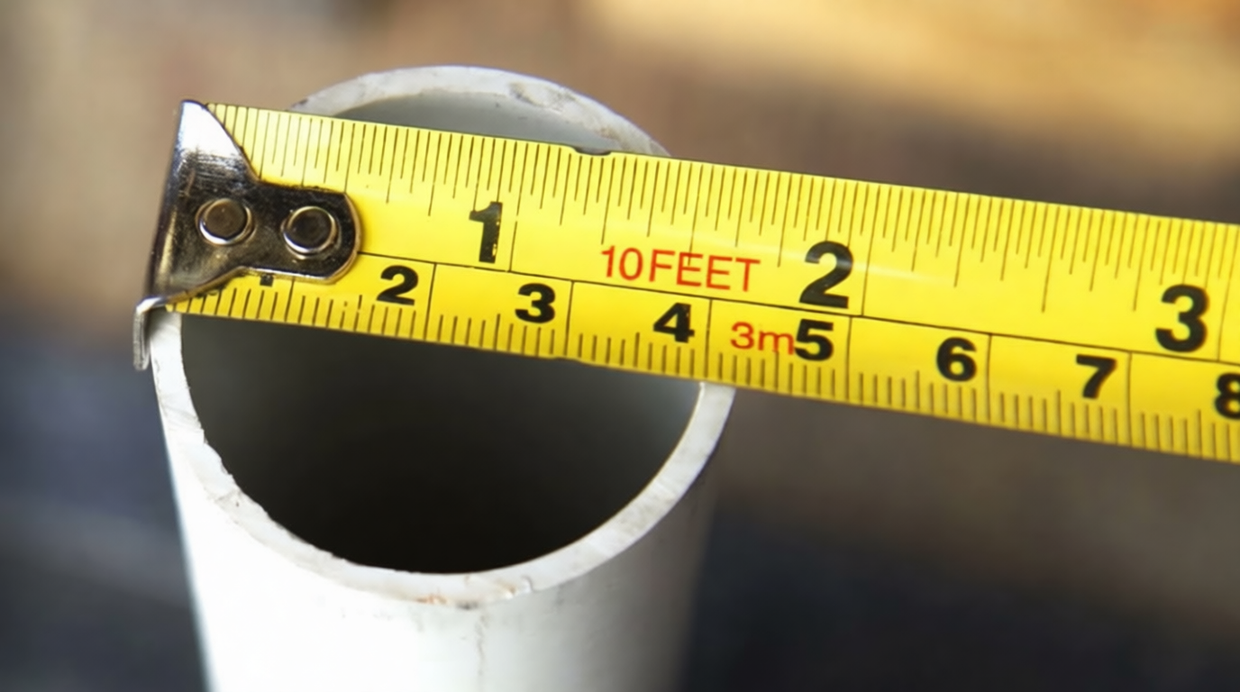 Измерение диаметра трубы рулеткой