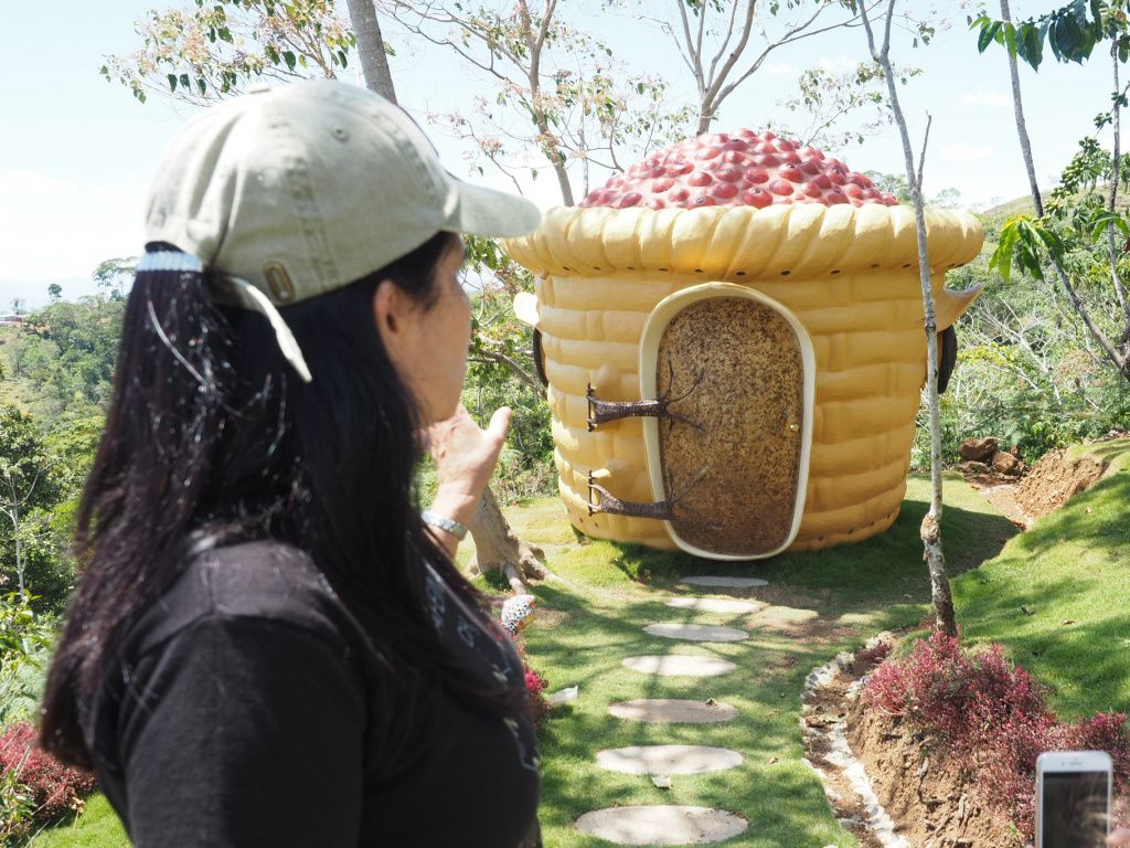 Фанни Гарсия показывает домики, где живут студенты Кофейного Сада