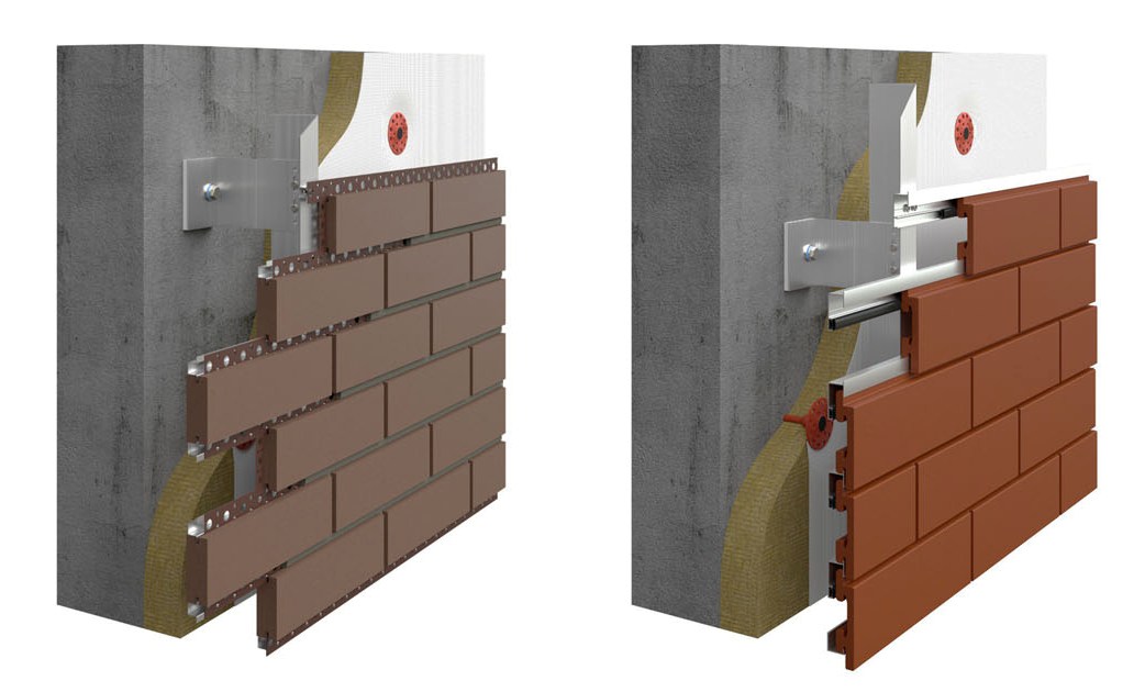 Навесной фасад облицован клинкерной плиткой