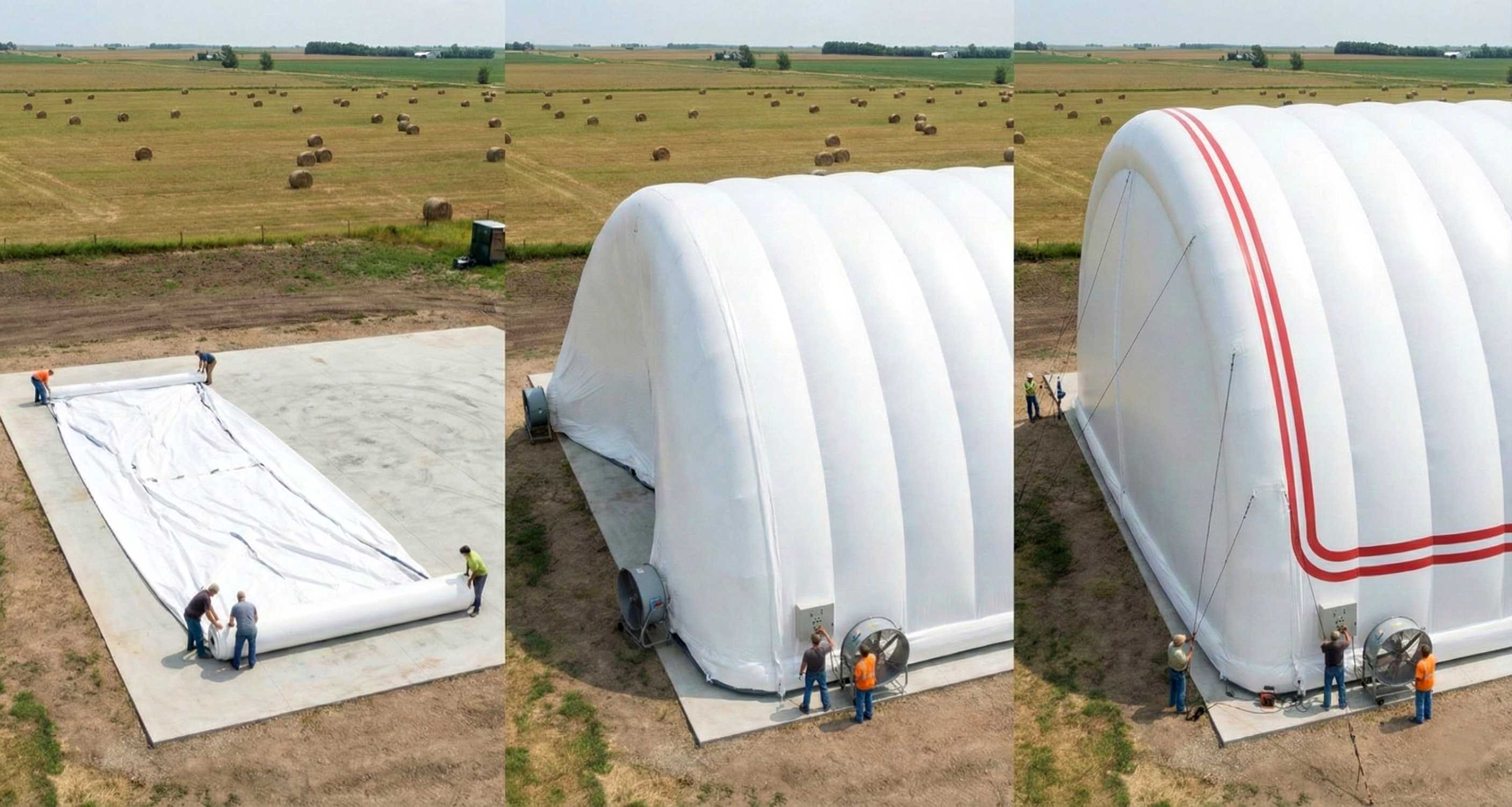 Быстрый монтаж надувного ангара - скорость установки