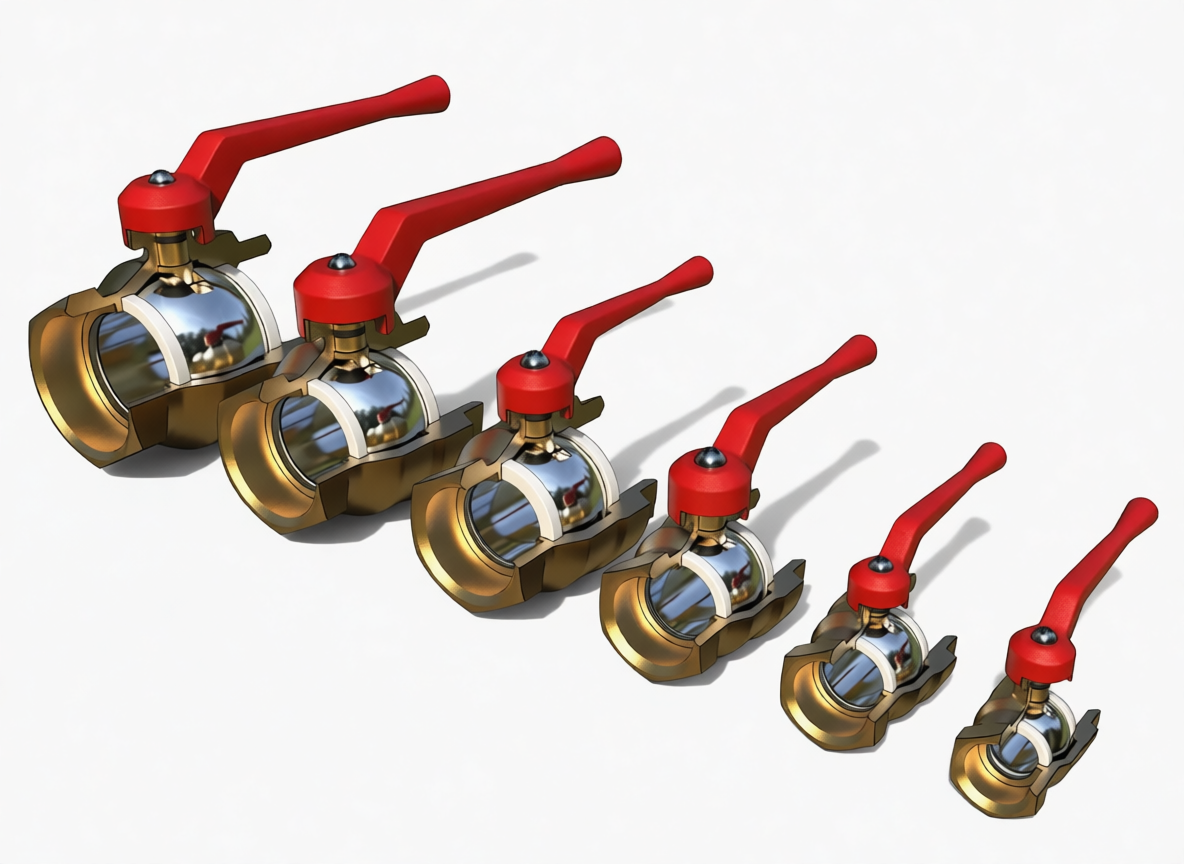 Различные типы шаровых кранов на белом фоне