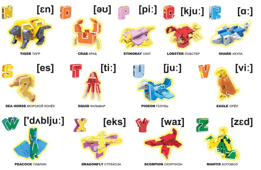 Буквы-трансформеры Lingvo Zoo (Трансботы Лингво Зу)
