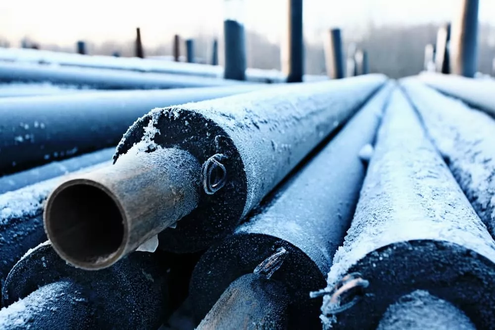 фото пнд трубы зимой