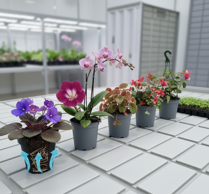 суккуленты, орхидеи и другие растения, подходящие для полива по системе прилив-отлив