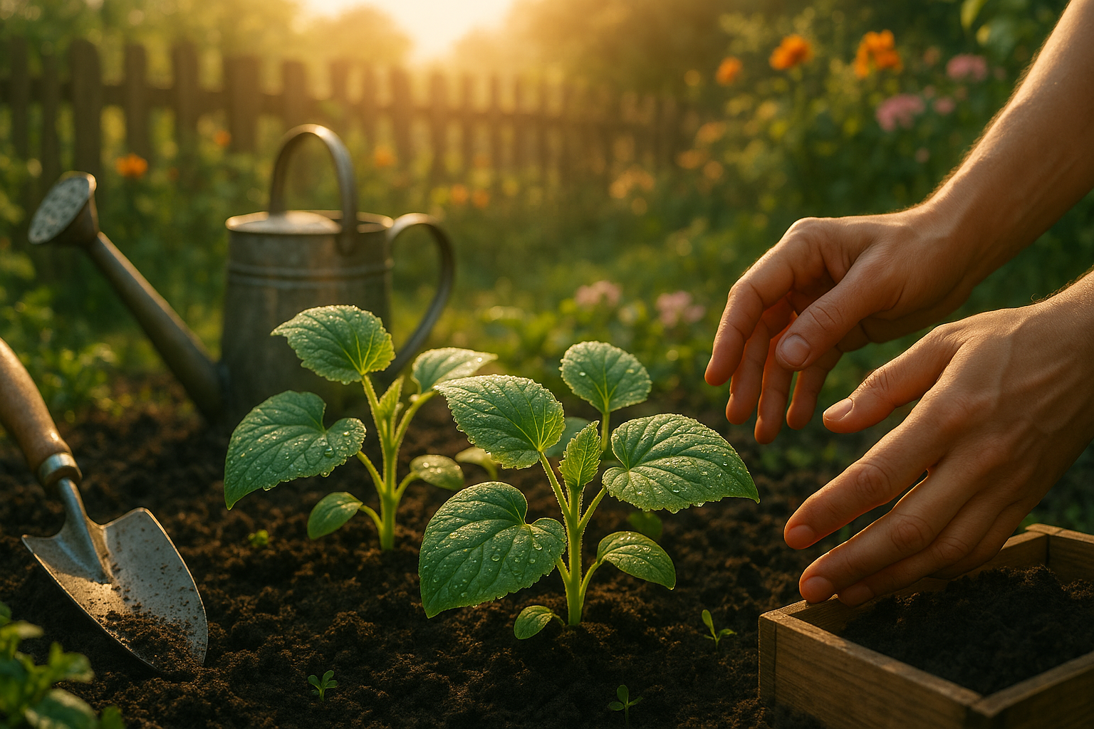 Огурцы в теплице после всходов — здоровые растения на грядке
