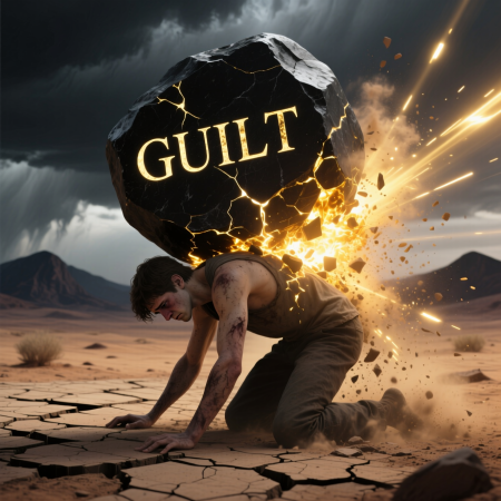 <img src="dropping-the-guilt.jpg" alt="Silhouette of a person dropping a heavy stone labeled Guilt, which turns into light upon hitting the ground">