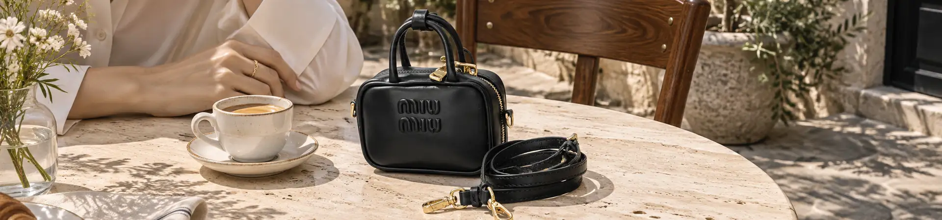 Сумка бежевая от Loewe Small Puzzle BP5-808800 в lifestyle-сцене к статье «Маленькая сумка в цифрах: что проверить до выбора»