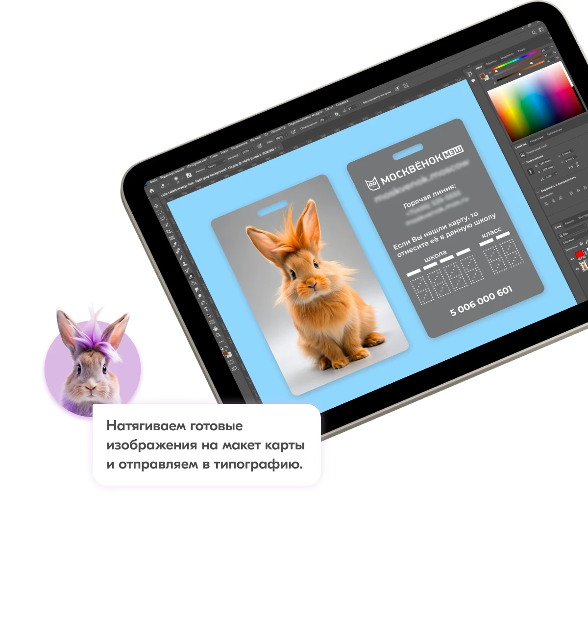 Карты Москвёнок BUNNY - Удобное отверстие для крепления к ретрактору или ленте без чехлов и громоздких кармашков
