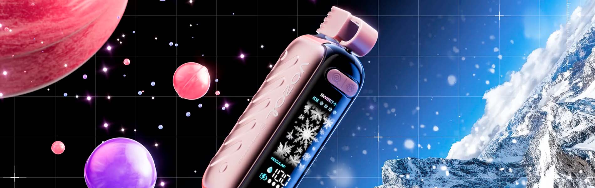 Крупный план экрана и органов управления Vozol Gear Ice & Sweet 56000 Крупный план экрана и органов управления Vozol Gear Ice & Sweet 56000