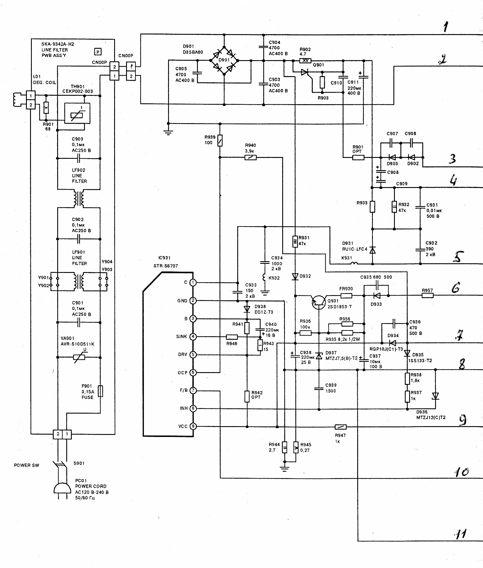 Схема б п тв techno ts2110