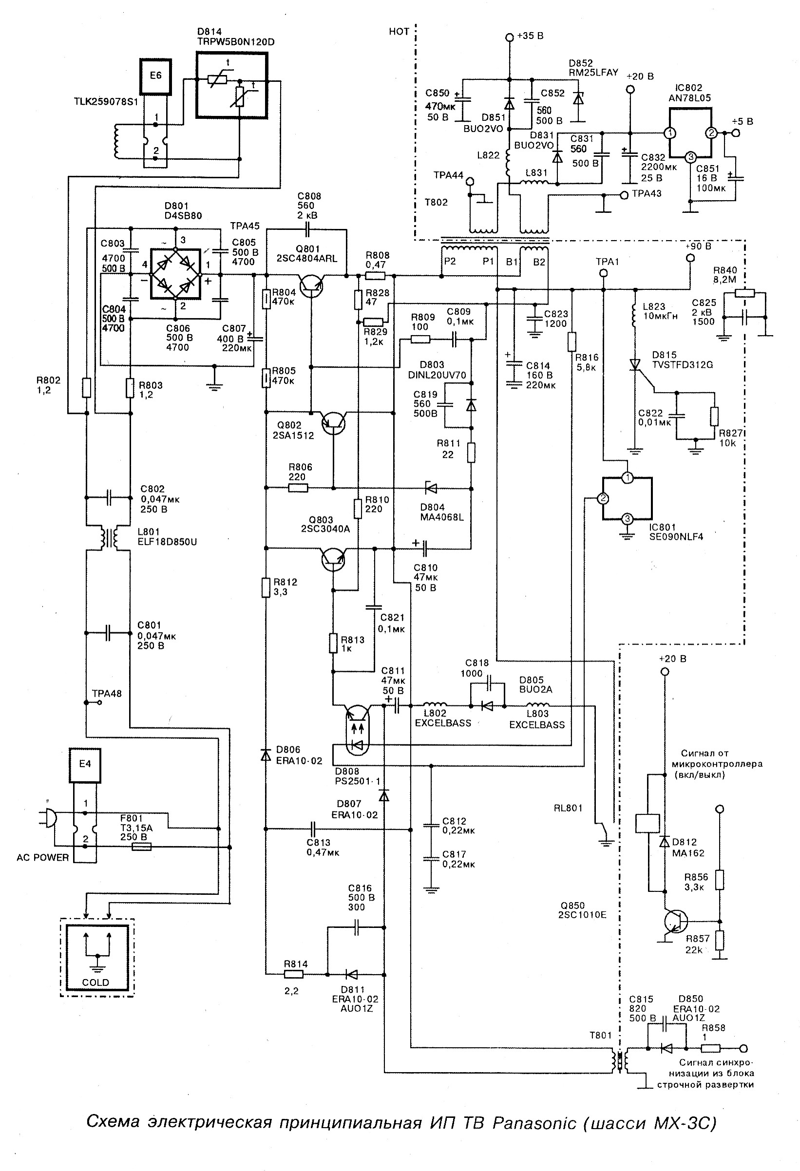 Panasonic tc 25v50r схема строчной развертки