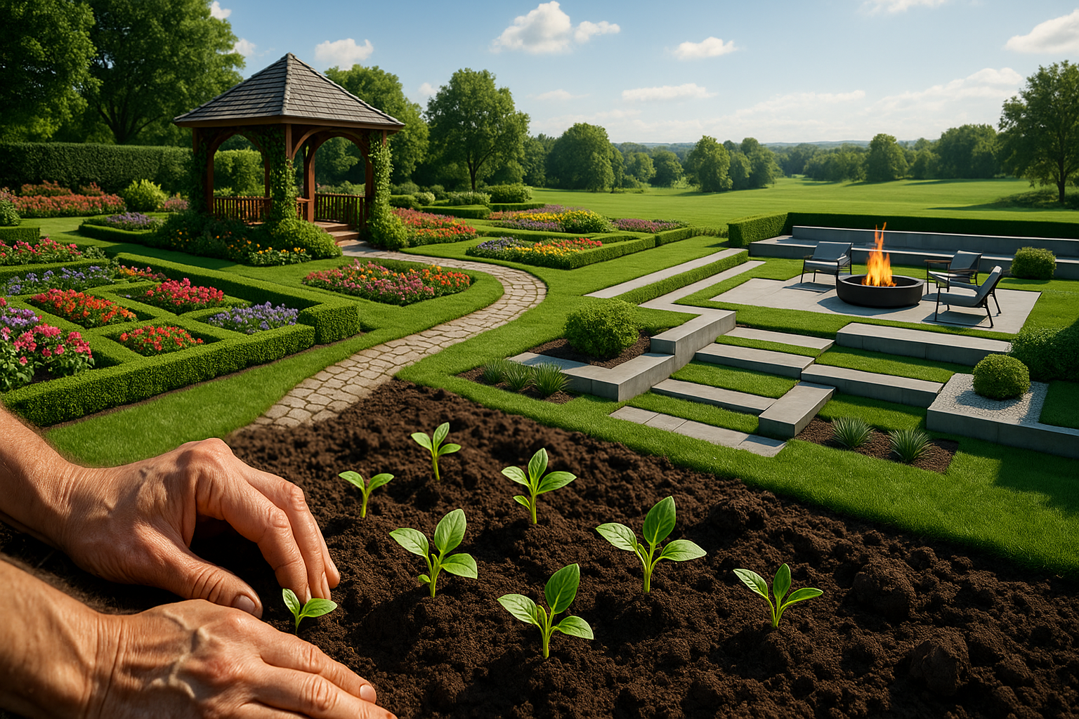 Схема планировки участка 10 соток с домом, баней и зоной отдыха