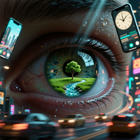 <img src="stress-eye-reflection.jpg" alt="Eye reflecting chaotic stress with a hidden oasis of calm">