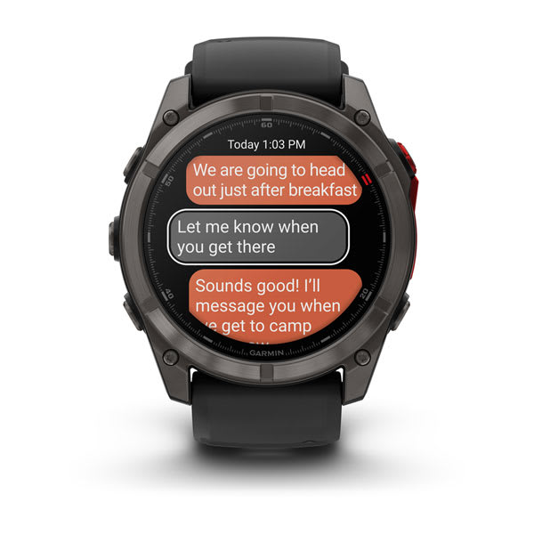 Умные часы Garmin Fenix 8 PRO, 51 мм, MicroLED, Sapphire, Carbon Gray DLC Titanium with Black/Pebble Gray Silicone Band, официальный ракурс 6
