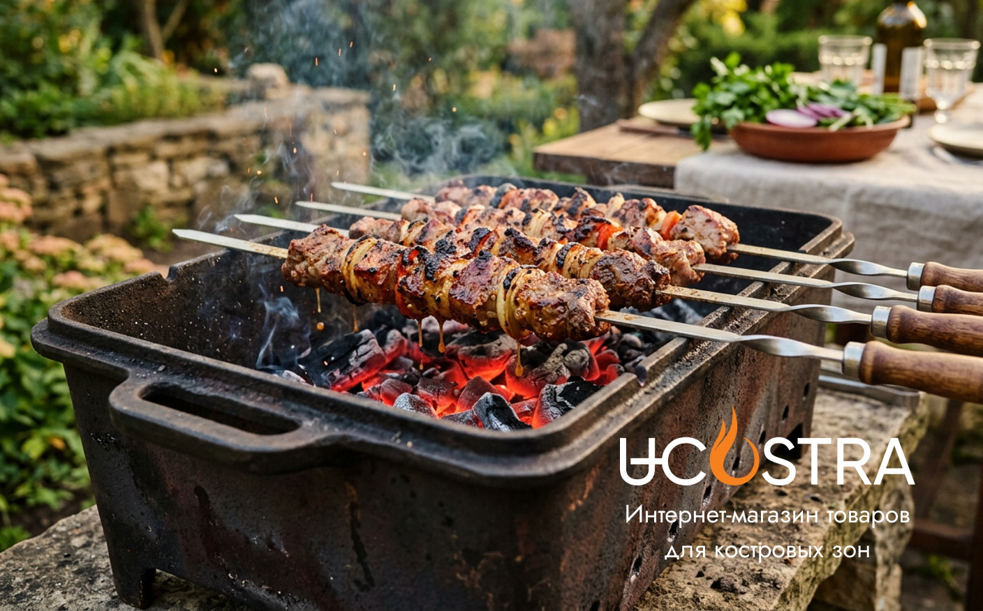 классический мангал с шашлыком