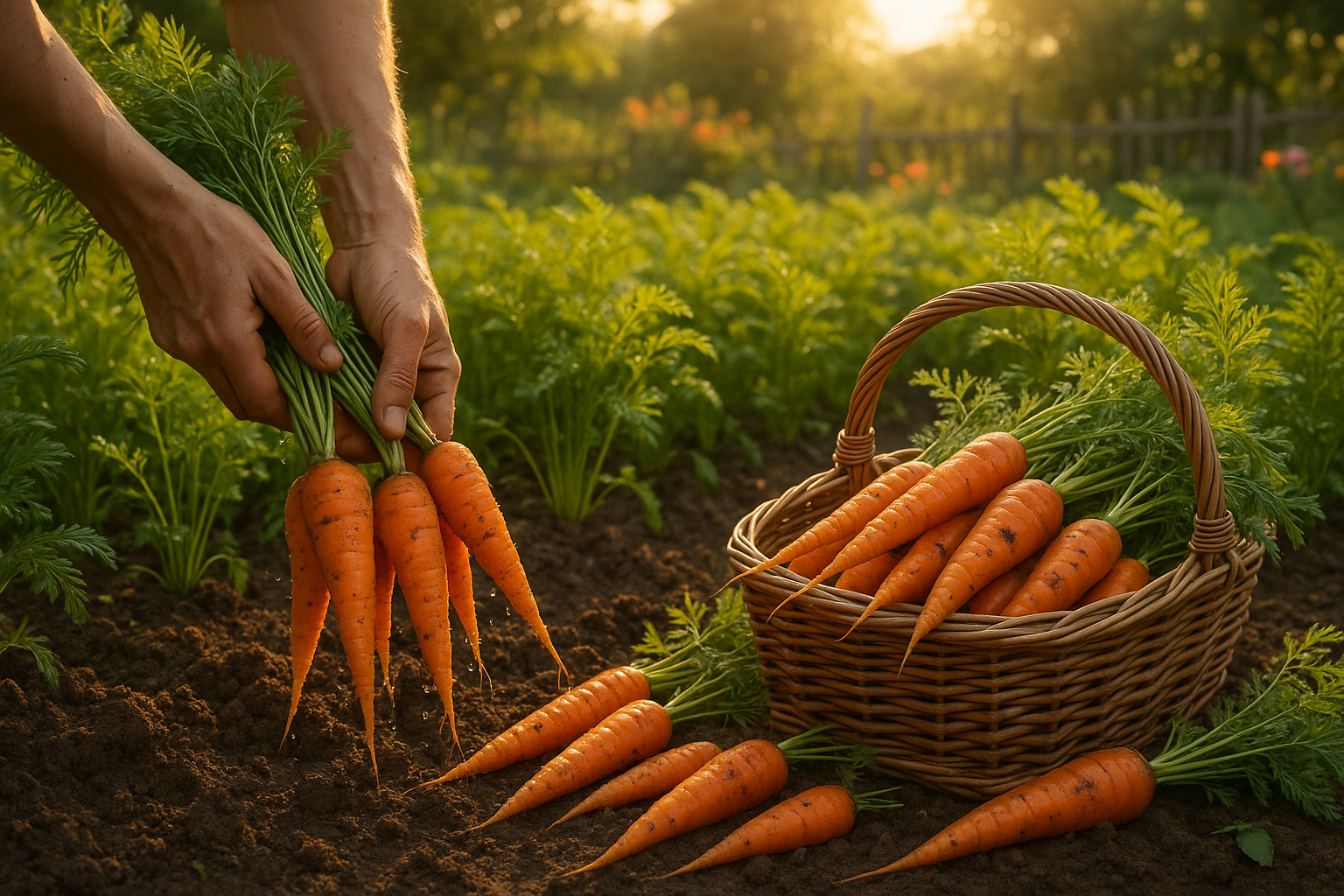 Свежая морковь выращенная в горшке на солнечном подоконнике в квартире