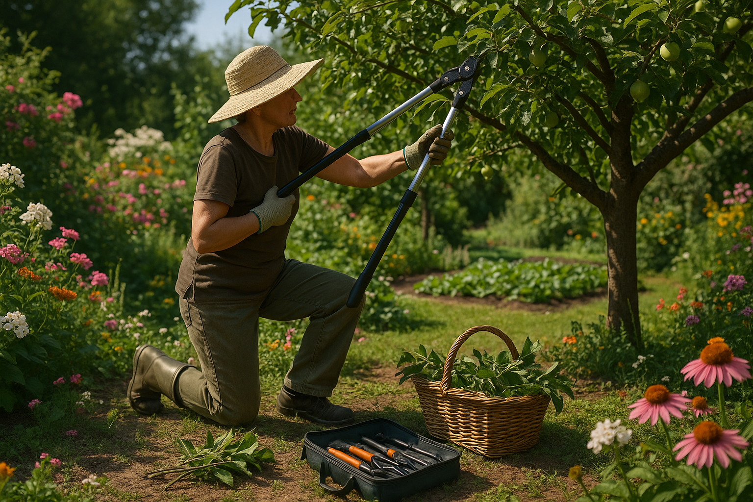 Телескопический сучкорез с выдвижными ручками для обрезки веток на высоте