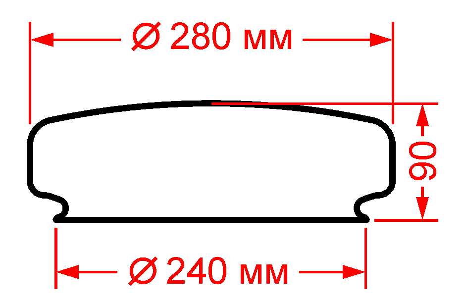 Габаритные размеры рассеивателя 839.00.01 - стекла судового светильника СС-839