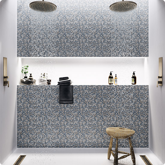 Мозаика с перламутром на стене в ванной арт. AHB-03