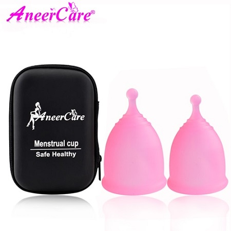 Набор менструальных чаш AneerCare, розовый, хвостик  шар