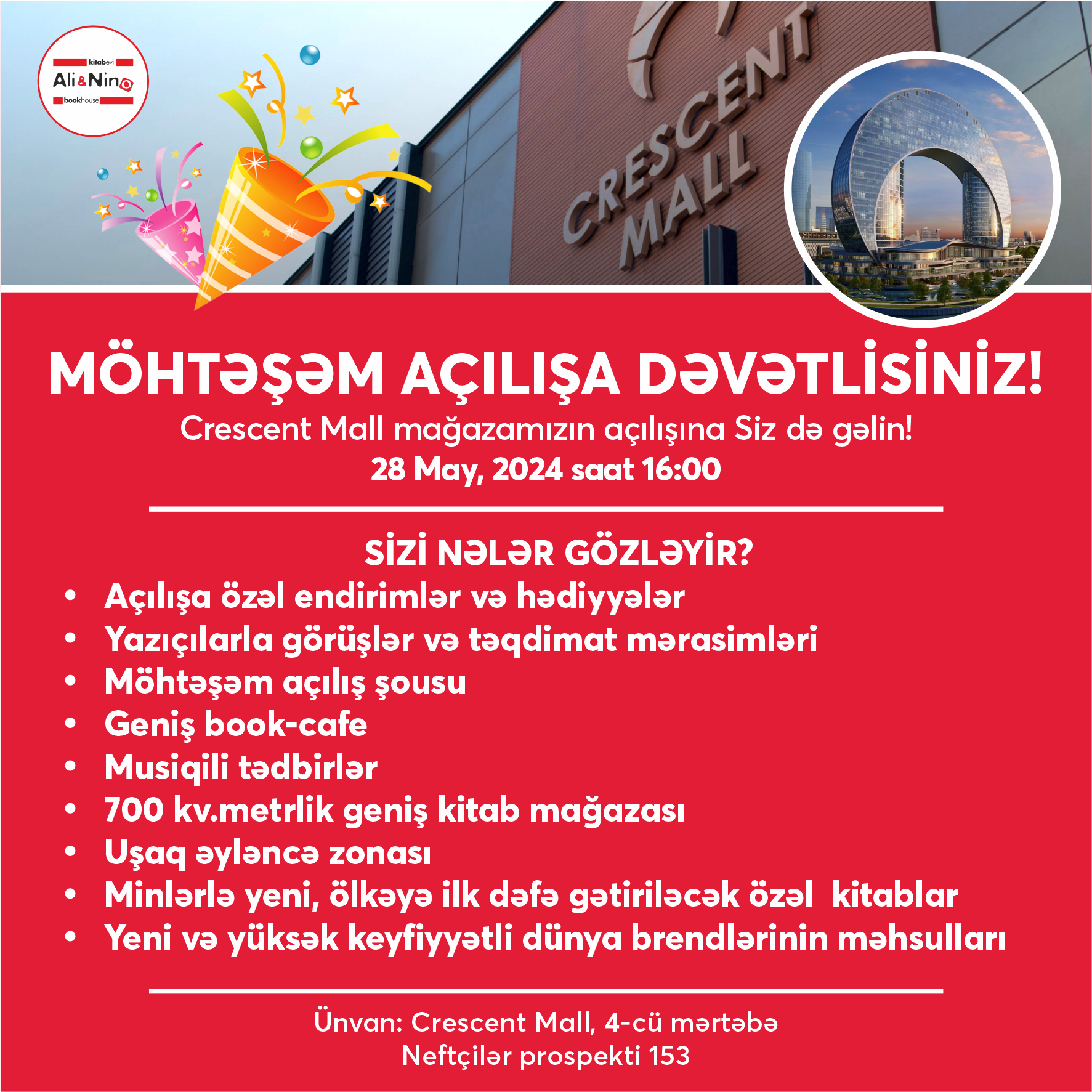 Crescent Mall-da ölkənin ən böyük kitab mağazasını açırıq!