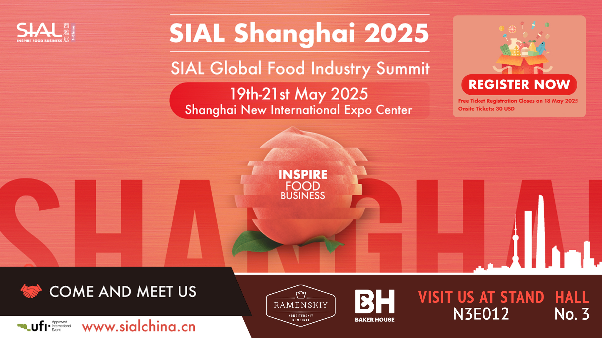 С 19 по 21  мая 2025 года состоится SIAL Shanghai 2025 - китайская международная выставка продуктов питания и напитков, которая будет проходить в Шанхайском новом международном выставочном центре.