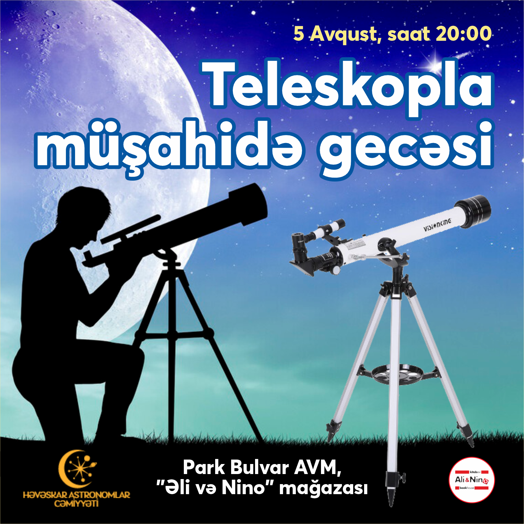 Teleskopla ayı müşahidə gecəsi keçirildi