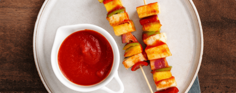 Вегетарианские шашлычки из сыра халуми