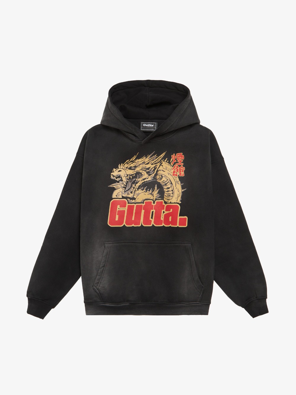 'DEN' BLACK SUN-FADED HOODIE