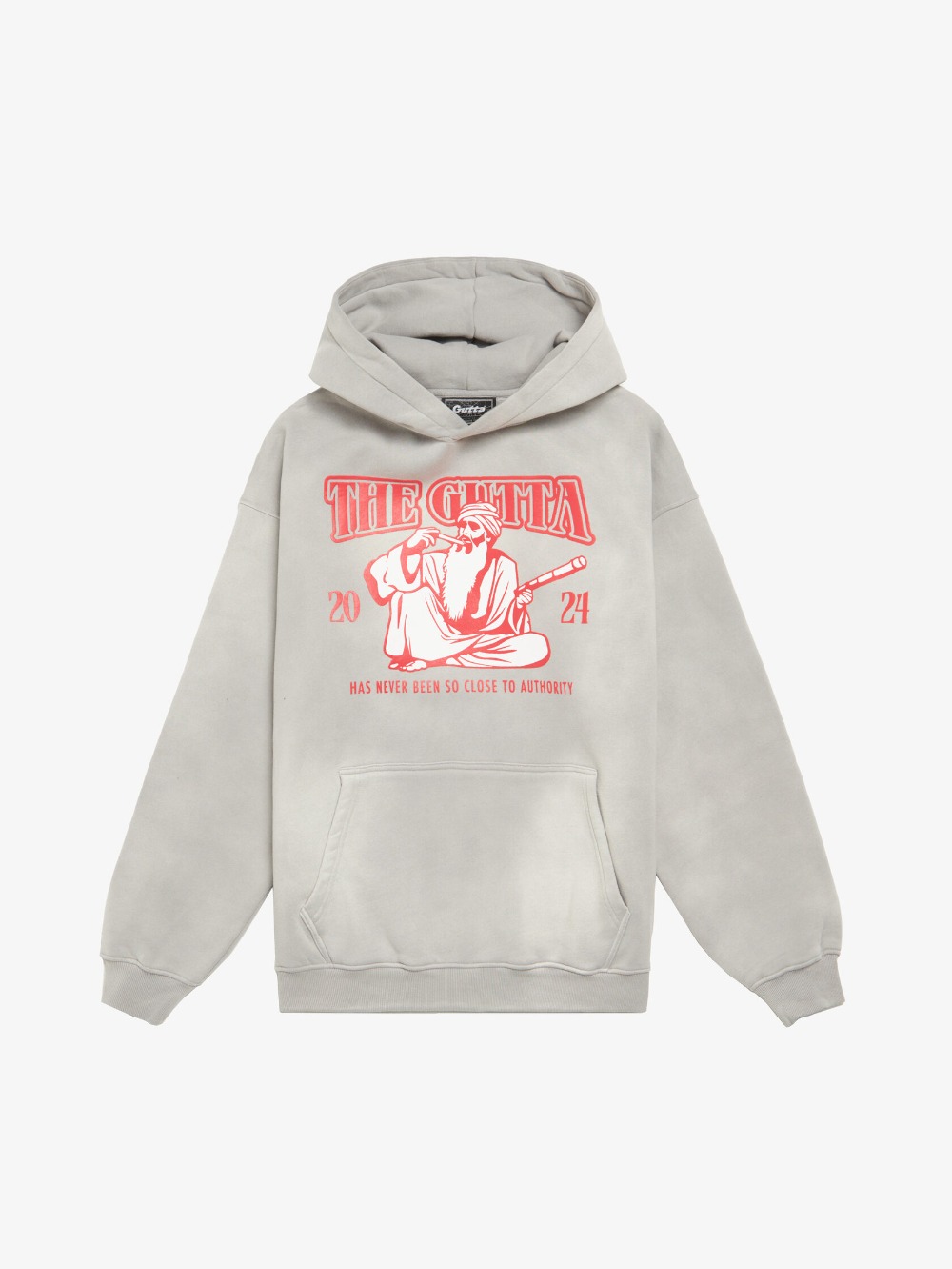 'BUDDHA' GREY SUN-FADED HOODIE