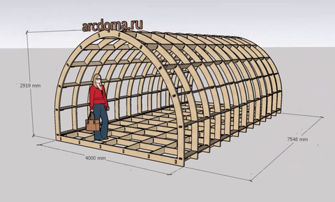 Ссылка на файл с расчетом арочного дома для глэмпинга 4х7,5 метра