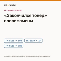 Kyocera M8124 и M8130 пишут «закончился тонер» после замены картриджа: что проверять