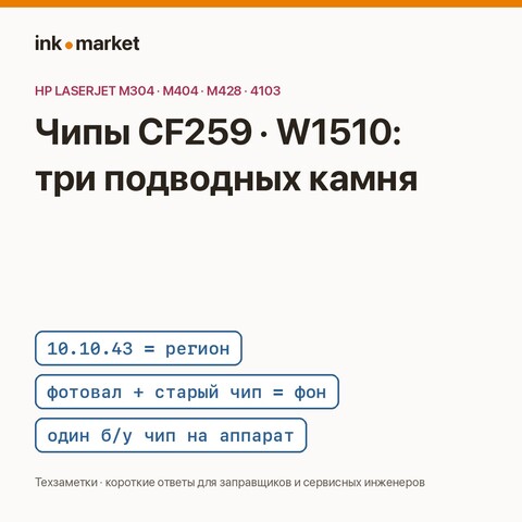 Чипы CF259, CF276, W1510: регион аппарата, память о старых чипах и фон после замены фотовала