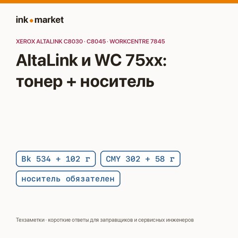 Xerox AltaLink C8030–C8070 и WorkCentre 7525–7855: тонер EPG-75 и обязательный носитель