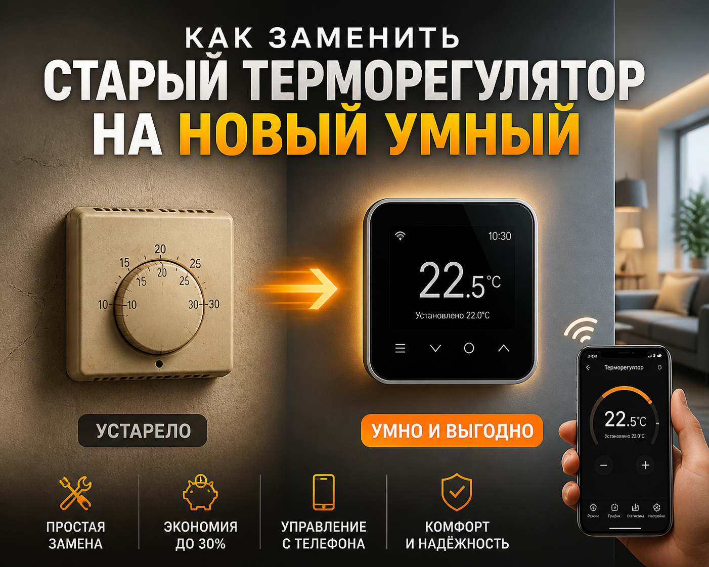 Как заменить старый терморегулятор на новый умный 
