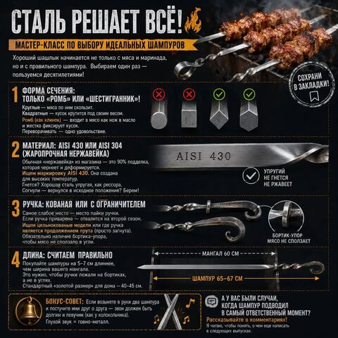 Сталь решает всё! Мастер-класс по выбору идеальных шампуров.