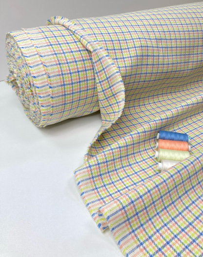 Льняная ткань с мелким клетчатым узором Весна Льняная ткань с мелким клетчатым узором Весна