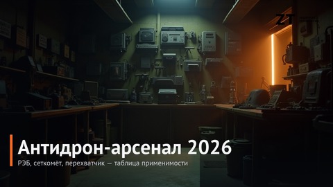Антидрон-арсенал 2026: РЭБ, сеткомёт, перехватчик — таблица применимости по дистанциям и сценариям