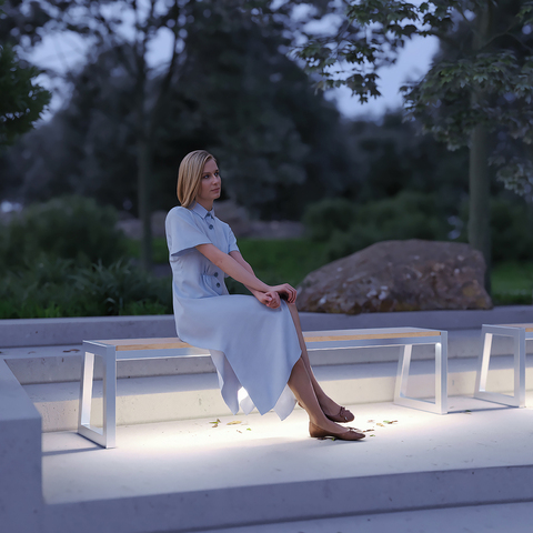 The ALLEY bench is an element of our concept for lighting a public space with a fountain.