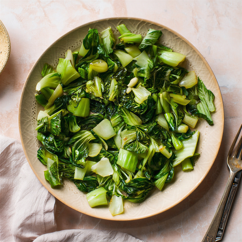 Пак-чой с чесноком и оливковым маслом