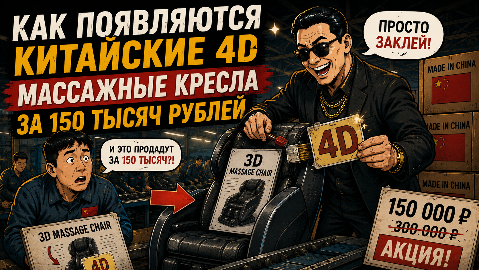 Как появляются китайские 4D массажные кресла за 150 тысяч рублей