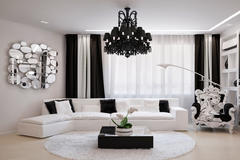 20 современных интерьеров гостиной в чёрно-белых тонах
