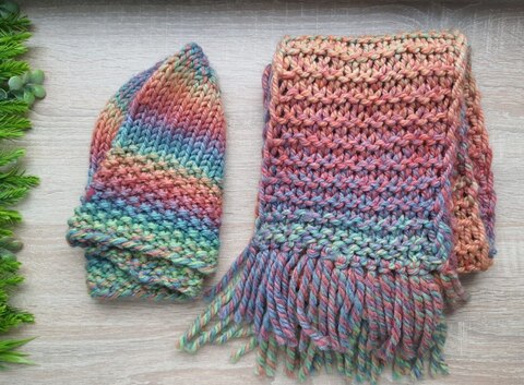 Шапка и шарф из Lana Grossa Merino Twister