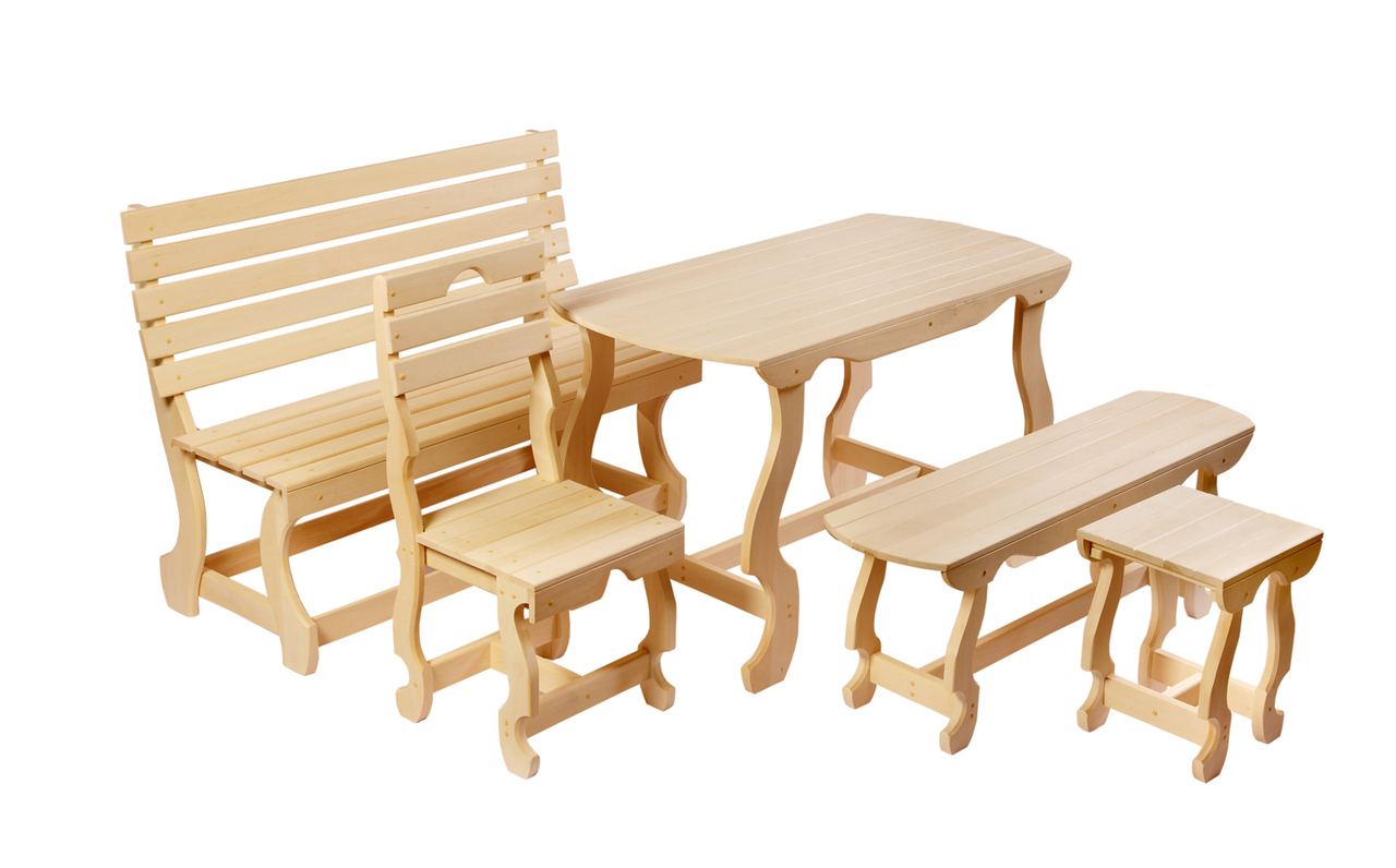 стол и стулья для бани из дерева