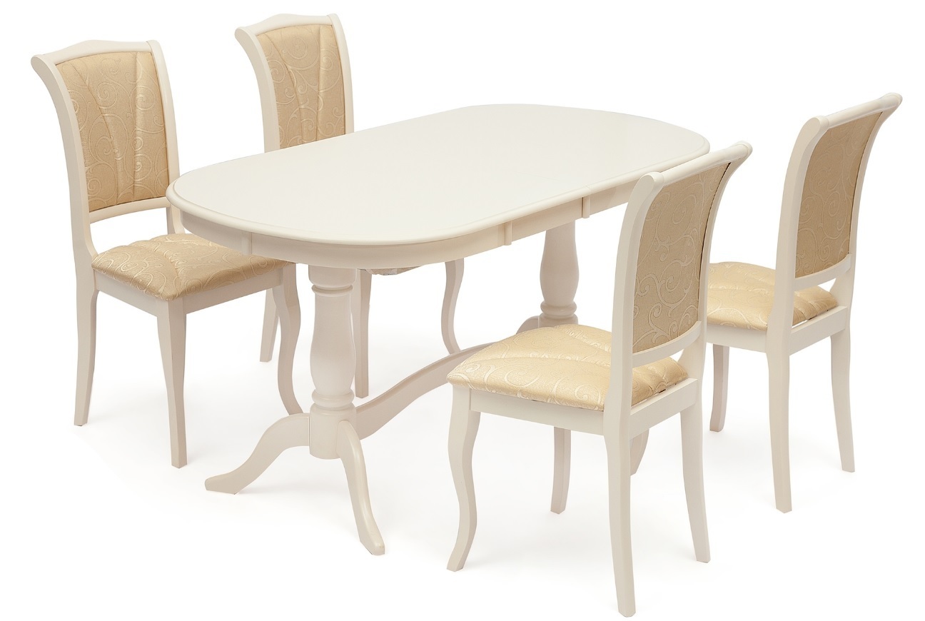 Стол обеденный раскладной TETCHAIR Siena ( sa-t4ex), Ivory White (слоновая кость)