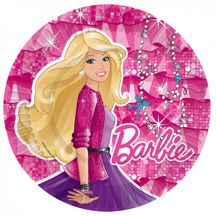 Барби 8 лет. Бумажные тарелки Барби. Барби круглая. Наклейки круглые для девочек. Барби иллюстрации.