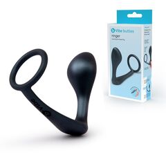 Черное эрекционное кольцо со стимулятором простаты Ringer Cock Ring & Plug - 