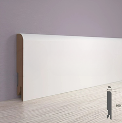 Плинтус МДФ ламинированный Лука Пл 100-1МДФ.2400.24016 белый 16x100х2400 мм