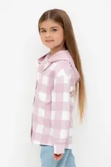 рубашка  для девочки  КР 302698/фламинго,клетка виши к541